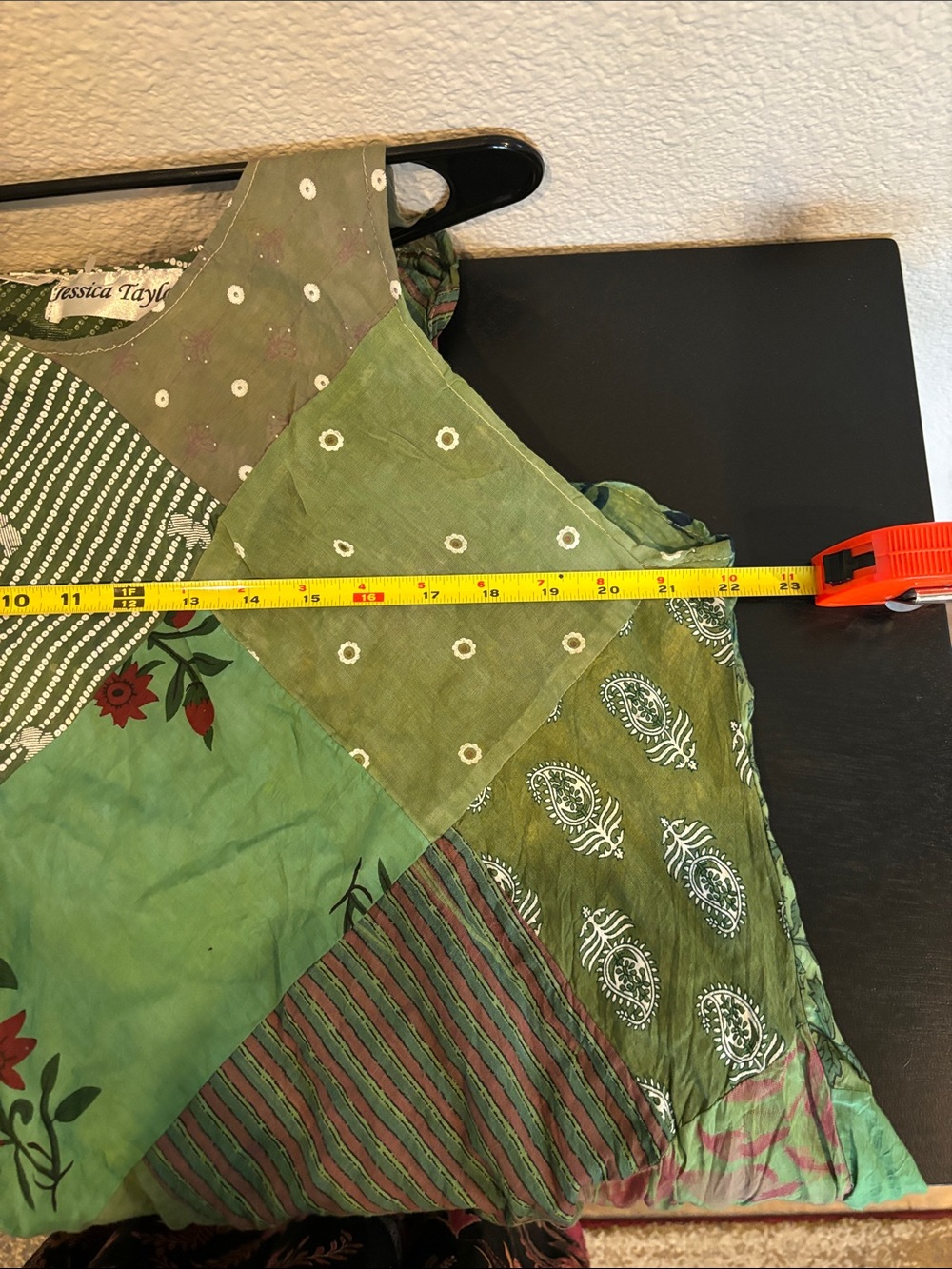 One Size Boho Green Patchwork Tank Dress by Jessica Taylor - Picture 4 of 5